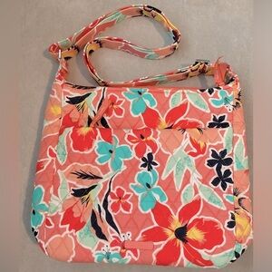 Vera Bradley Floral Shoulder Bag - Coral and Aqua